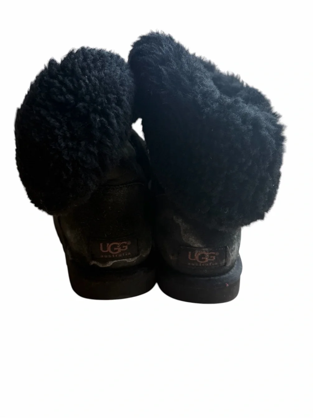 UGG Women’s Black Suede Shearling Fur Ankle Boots Size 7